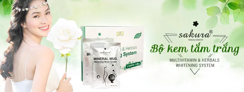 Bộ kem tắm trắng Sakura Multivitamin & Herbals Whitening System 1