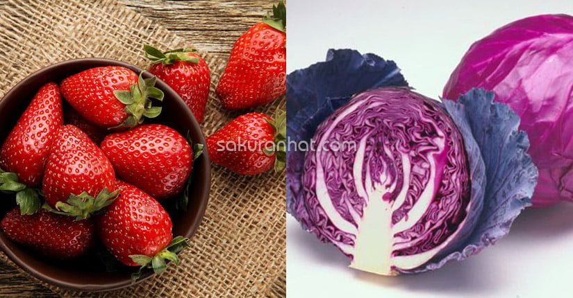 6. Sinh tố dâu tây, bắp cải tím